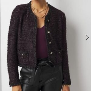 WHBM Metallic Tweed Sweater Jacket